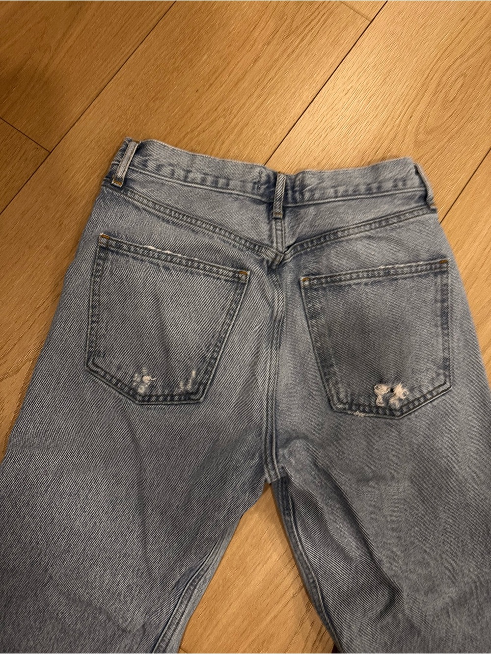 AGOLDE 90’s Crop Distressed High Rise button fly Jeans Size 25 Light Wash - Picture 3 of 7